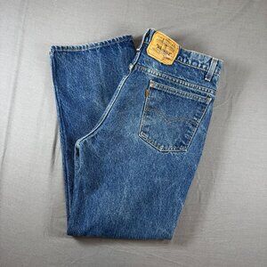Vintage 90s Levi’s 517 Bootcut Jeans Orange Tab Blue Dark Wash USA Made 38x30